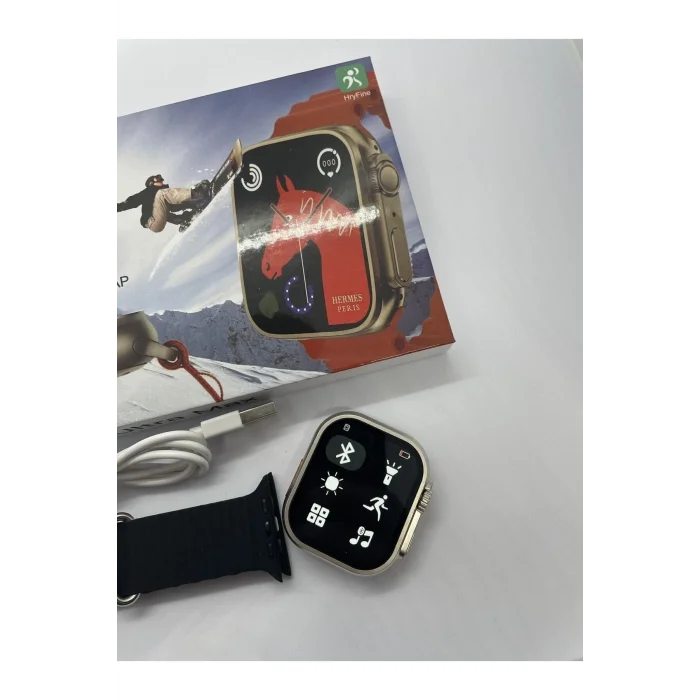 BUĞZ 49 mm Ekranlı Siyah Silikon Kordonlu Akıllı Saat, Nabız Sensörü ve Sesli Görüşme Özellikli