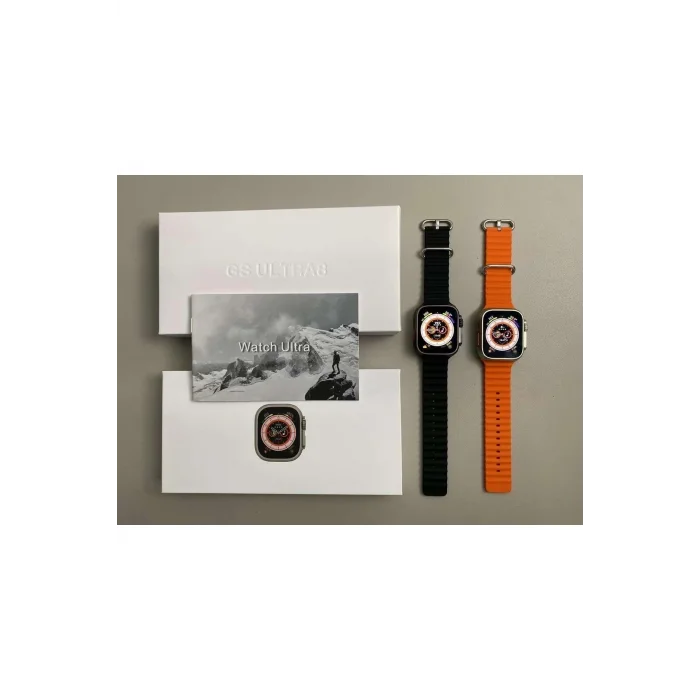 BUĞZ 49mm Gümüş Kasa Kilitli Vidalı Turuncu Silikon Kordon SIM Kartlı GPS Nabız Sensörlü Akıllı Saat