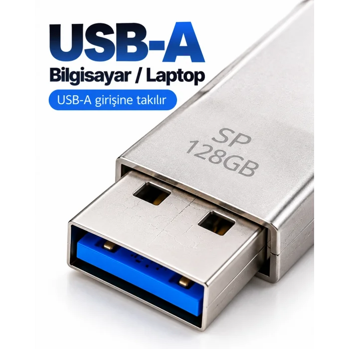 BUĞZ 4in1 128GB Flash Bellek USB Type-C Lightning MicroUSB Çoklu Girişli Taşınabilir USB Bellek - BUĞZ