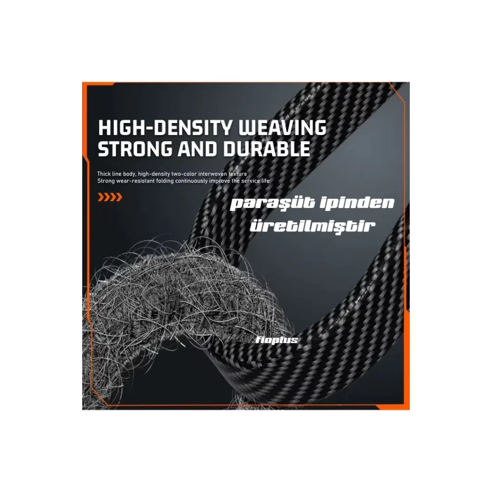  4in1 PD 65 Watt Type-C/27 Watt iPhone Halat Örgü Kırılmaz Uç 1MT Hızlı Şarj ve Data Kablosu fp98
