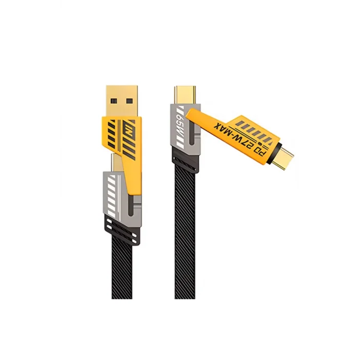  4in1 Type-c 65W to USB-A + Type-c to Lightning 27W Hızlı Şarj Kablosu SİYAH