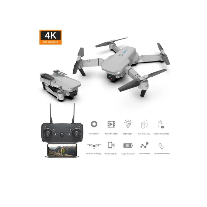 BUĞZ 4K Çift Kameralı Katlanabilir Drone, WiFi Kontrol ve Uzaktan Kumanda ile Kullanım
