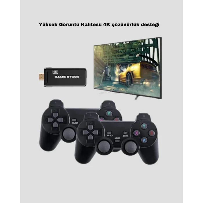 BUĞZ 4K Destekli Kablosuz Retro Atari Oyun Konsolu – 20000 Oyun, 2 Kolu