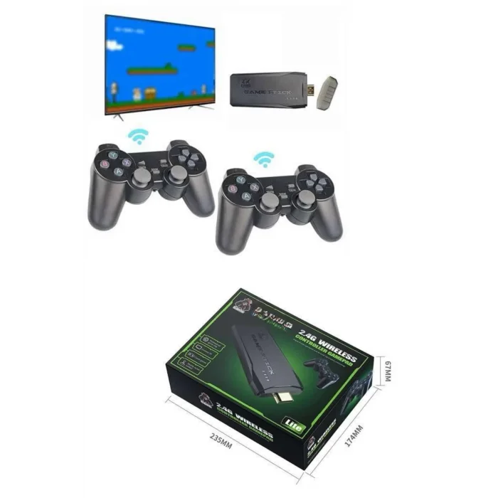  4k Game Stick Oyun Konsolu 2.4g Kablosuz Çift Kol Nostaljik Oyunlar