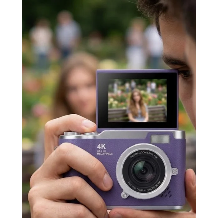 BUĞZ 4K Kompakt Kamera 48 MP Autofocus Flash Özellikli Vlog Kamera