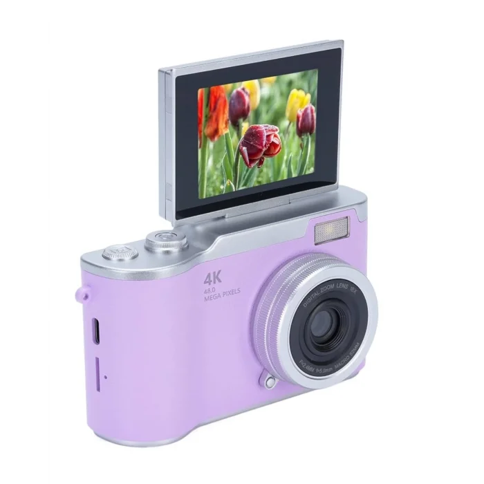 BUĞZ 4K Kompakt Kamera 48 MP Autofocus Flash Özellikli Vlog Kamera