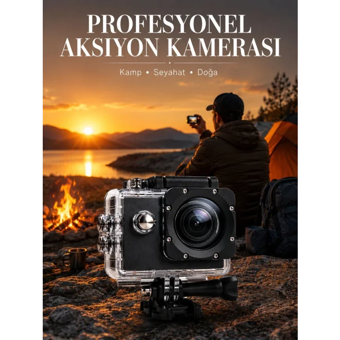 BUĞZ 4K WiFi Aksiyon Kamerası Ultra HD Su Geçirmez Spor Kamerası