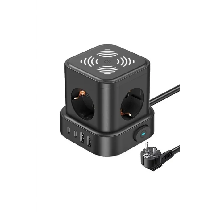 BUĞZ 4lü Akım Korumalı Priz Gece Lambalı 2xusb 2xtype-c Çıkış Yüksek Gerilim Koruma Çoklu Priz Çoğaltıcı