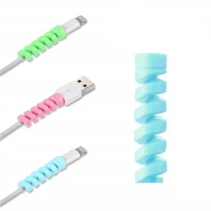 BUĞZ 4lü Apple, Android Şaj Kablosu Koruyucu Silikon Spiral Yay Aparat - 1 Adet Fiyatıdır