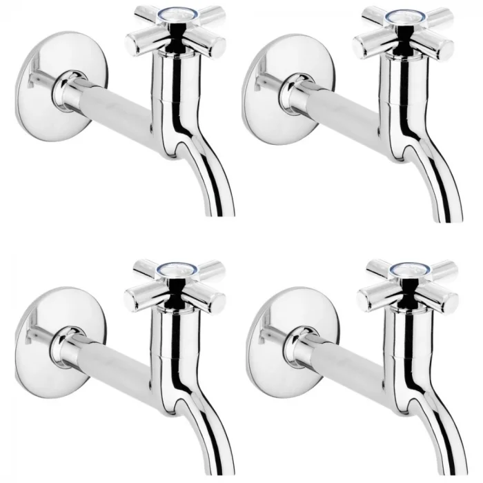  4lü Artı Aç Kapa 4 Kollu Krom Çevirveli Musluk Duvardan Tek Girişli