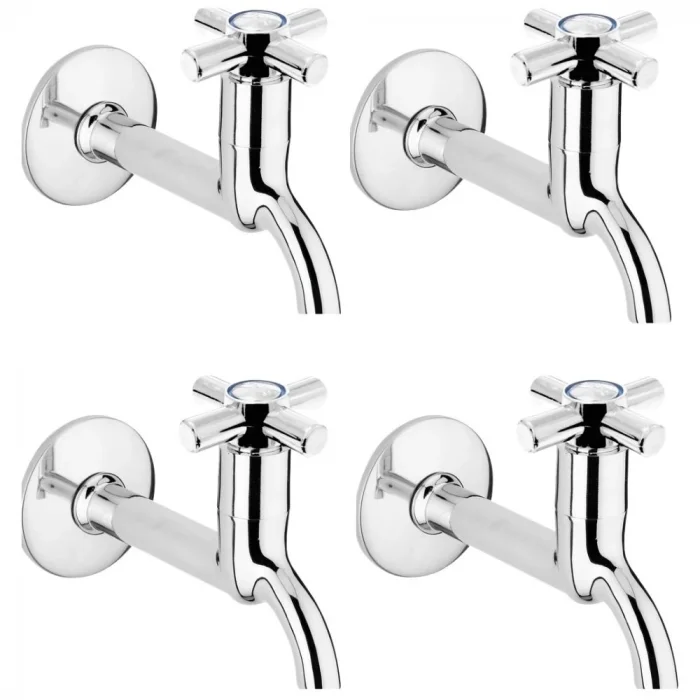  4lü Artı Aç Kapa 4 Kollu Krom Çevirveli Musluk Duvardan Tek Girişli