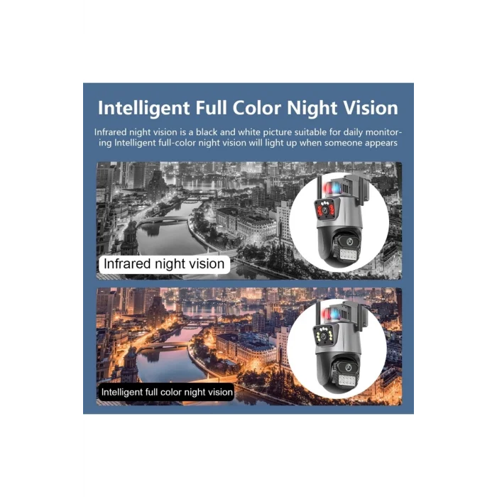 BUĞZ 4MP 4K Ultra HD çift lens IP kamera hareketli dış mekan gece görüş su geçirmez WiFi 2 yıl garantili