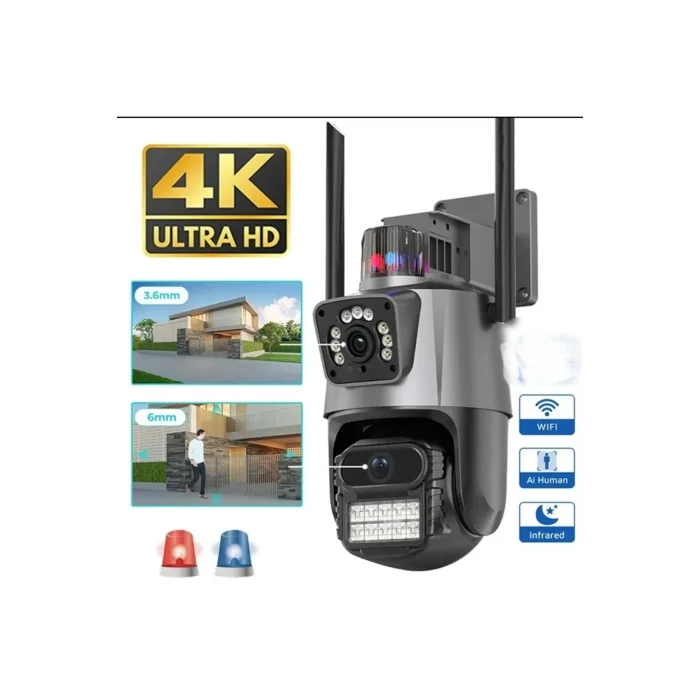 BUĞZ 4MP 4K Ultra HD çift lens IP kamera hareketli dış mekan gece görüş su geçirmez WiFi 2 yıl garantili
