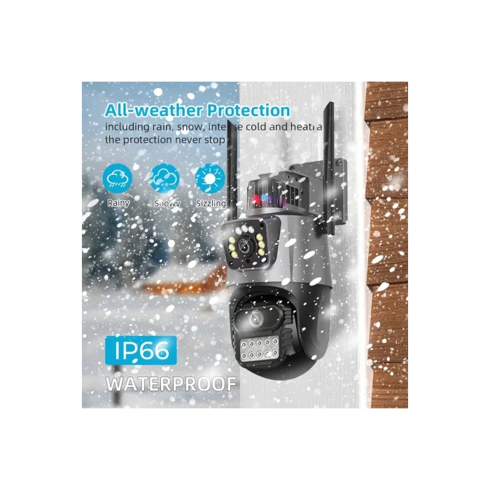 BUĞZ 4MP 4K Ultra HD çift lens IP kamera hareketli dış mekan gece görüş su geçirmez WiFi 2 yıl garantili