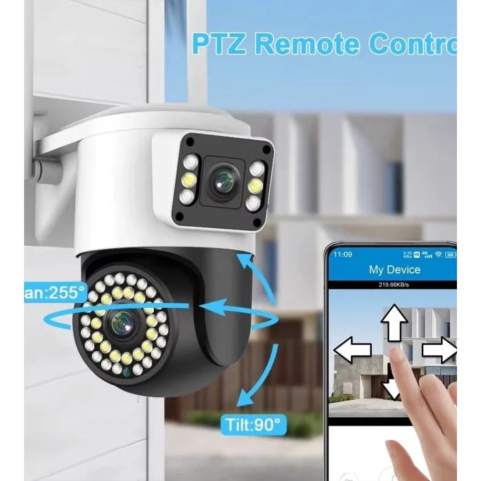 BUĞZ 4MP Yoosee Çift Lens IP Kamera - WIFI Açık Otomatik İzleme, Su Geçirmez Kablosuz Güvenlik Ev Kamerası, Renkli Gece Görüş ( BUĞZ )