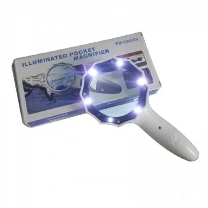 BUĞZ 4x 6 Led Işık Aydınlatma 75mm Optik Lens El Büyüteç