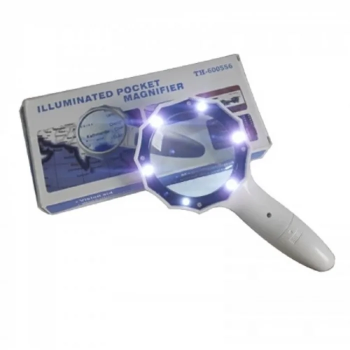 BUĞZ 4x 6 Led Işık Aydınlatma 75mm Optik Lens El Büyüteç - BUĞZ