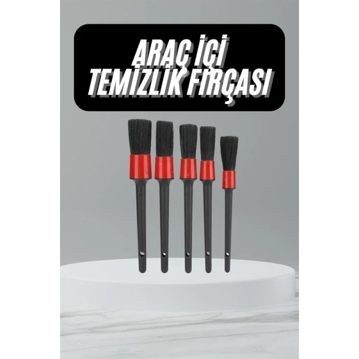  5 Adet Oto Detaylı Temizleyici Araç İçi Temizlik Fırça Seti Koltuk Döşeme Kapı Toz Alma Fırçası