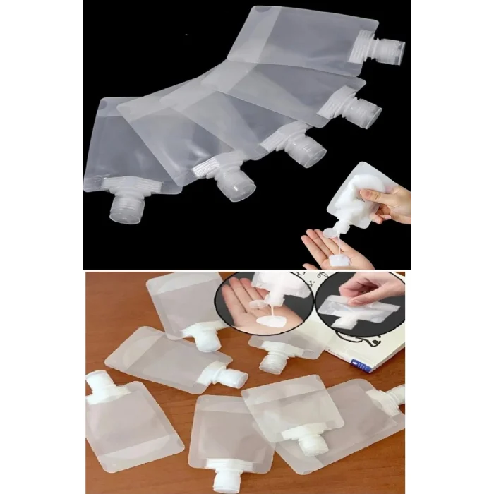 BUĞZ 5 Adet Şeffaf Sıvı Kozmetik Çantaları Seyahat Losyon Şampuan Yüz Kremi El Sabunu Ambalajı