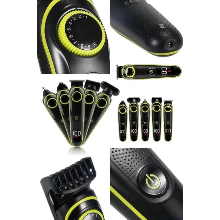 BUĞZ 5 Başlıklı Şarjlı Tıraş Makinesi Kablosuz Saç Sakal Burun Tıraşına Uygun - BUĞZ