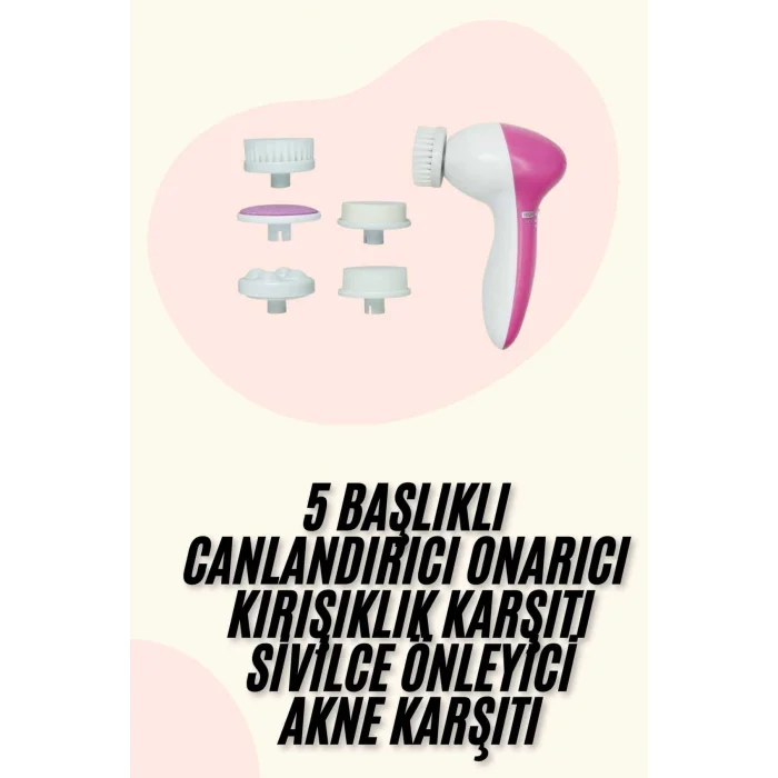 BUĞZ 5 Başlıklı Titreşimli Cilt Temizleme Seti Canlandırıcı ve Onarıcı
