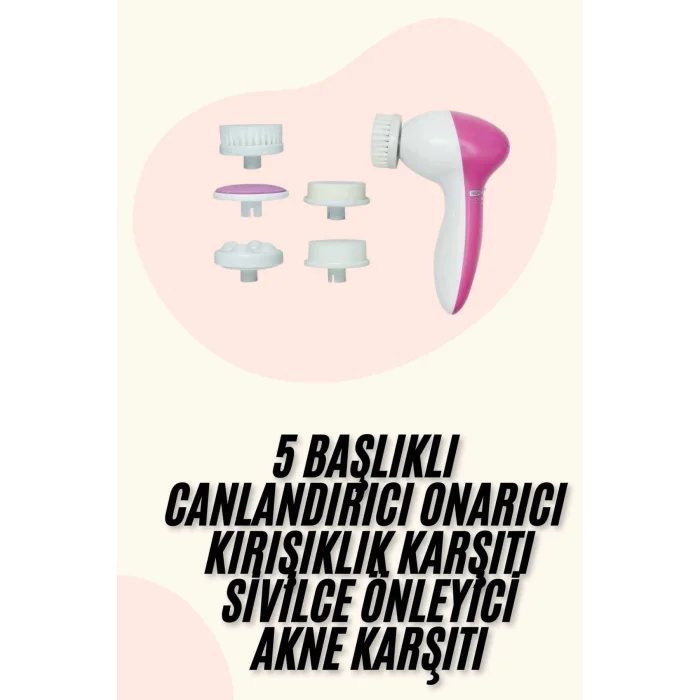  5 Başlıklı Titreşimli Cilt Temizleme Seti Canlandırıcı ve Onarıcı