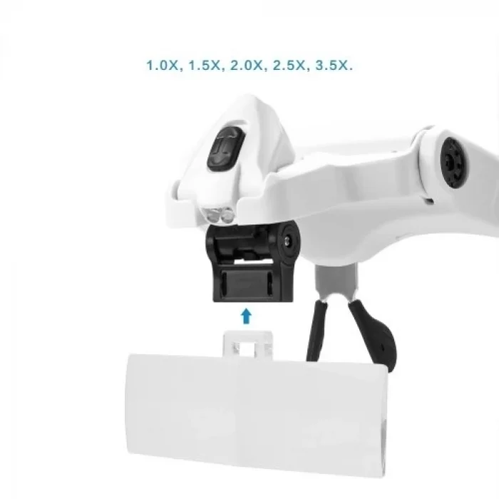 BUĞZ 5 Lens 1.0x3.5x, 2led Işıklı  Ile Ayarlanabilir Gözlük Büyüteç9892b2