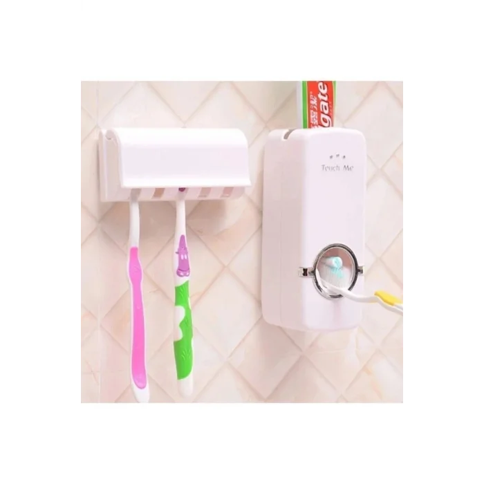 BUĞZ 5li Diş Fırçalık Macun Sıkıcı Seti Duvara Monte Beyaz Hijyenik Pratik Organizer