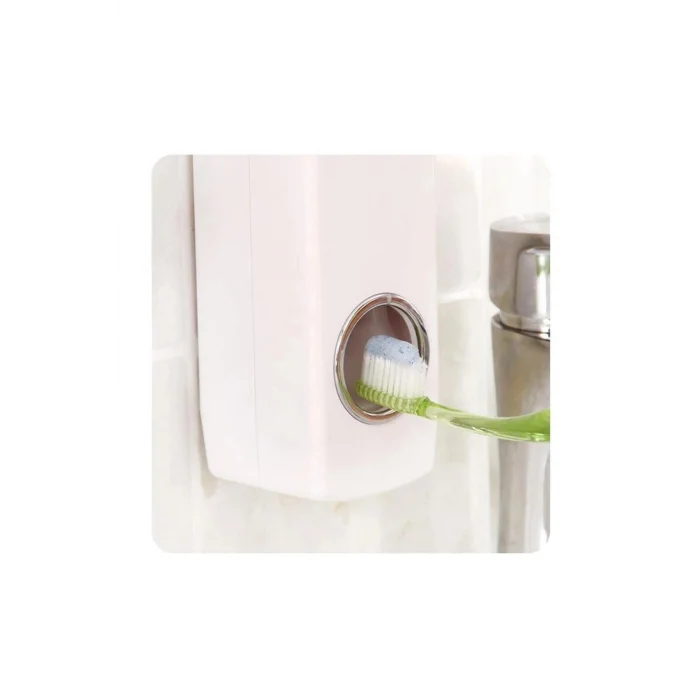 BUĞZ 5li Diş Fırçalık ve Otomatik Macun Sıkacağı Duvar Askılı Beyaz Pratik Banyo Seti