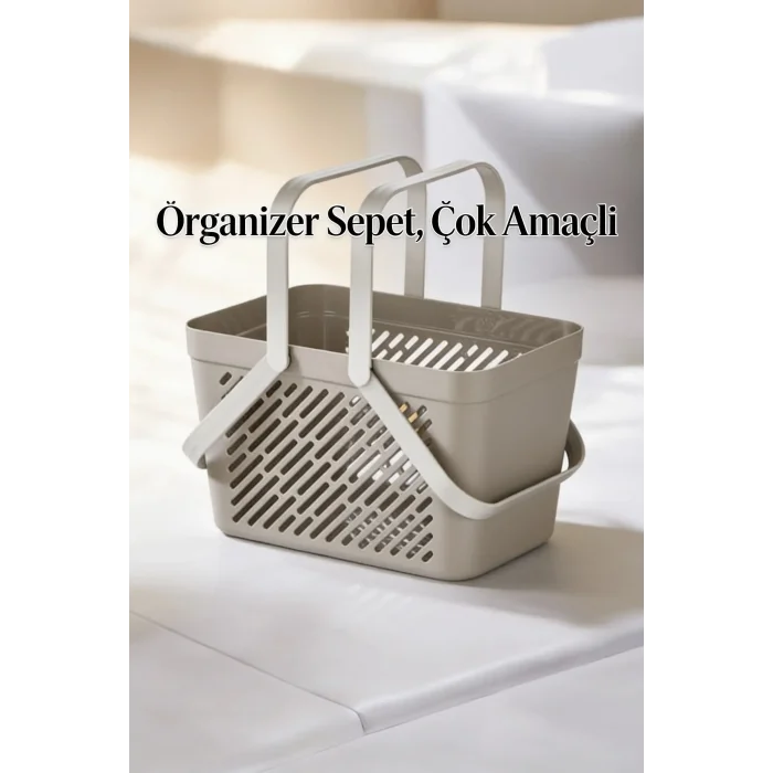 BUĞZ 5li Gri Kulplu Sepet Çok Amaçlı Mutfak Banyo Düzenleyici Organizer Seti