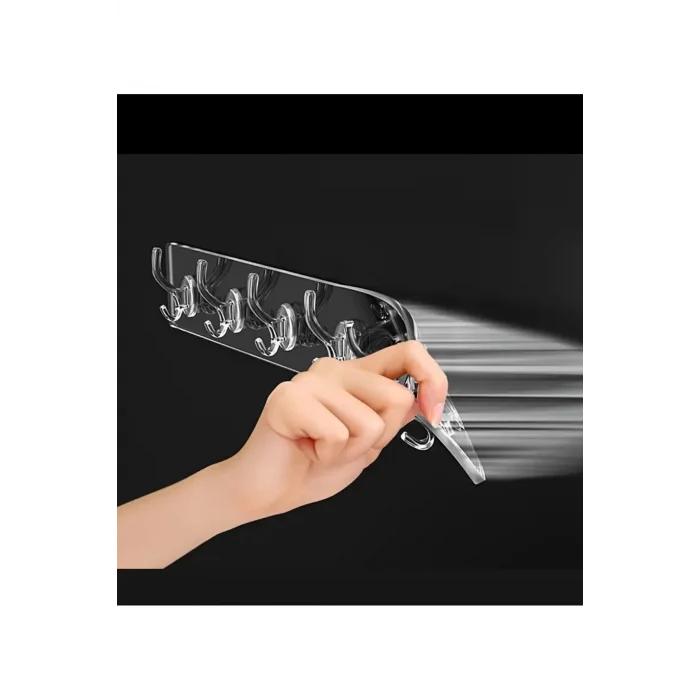 BUĞZ 5li Kendinden Yapışkanlı Güçlü Şeffaf Askılık - Kapı Arkası Mutfak Duvar Banyo Askı