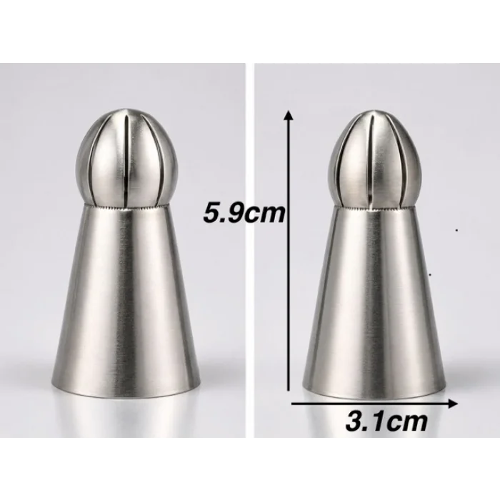 BUĞZ 5li Profesyonel Rus Top Duy Ucu Seti – 5.9 Cm Büyük Boy Paslanmaz Çelik Krema Sıkma Ve Fırfır Uçları
