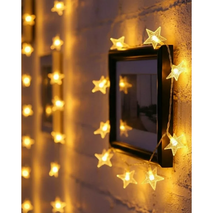 BUĞZ 5 Metre 20 Yıldızlı LED Işık Zinciri Daylight Beyaz Salon ve Oda Dekoru