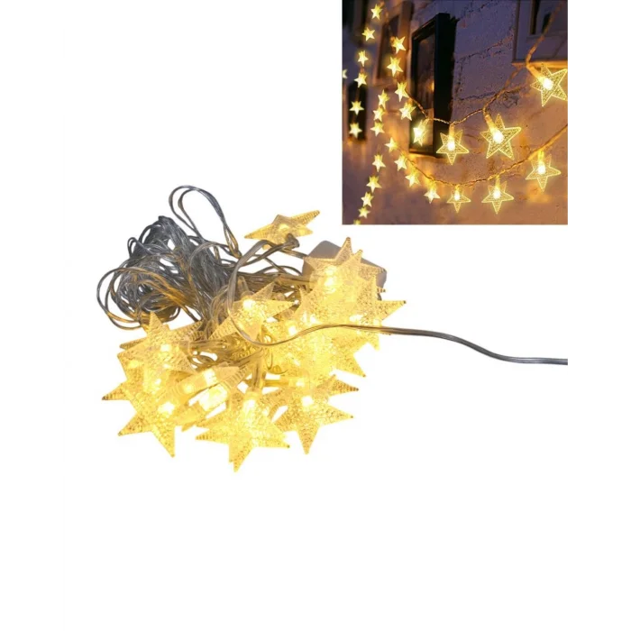 BUĞZ 5 Metre 20 Yıldızlı LED Işık Zinciri Daylight Beyaz Salon ve Oda Dekoru