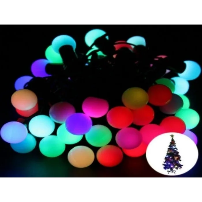 BUĞZ 5 Metre 28 Led Fişli Rgb Mini Top Led Siyah Kablo