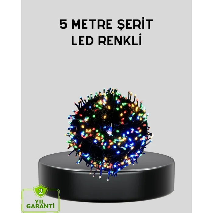 BUĞZ 5 Metre 50’li LED Işık – Siyah Kablolu, Çok Fonksiyonlu, İç ve Dış Mekan Kullanımı