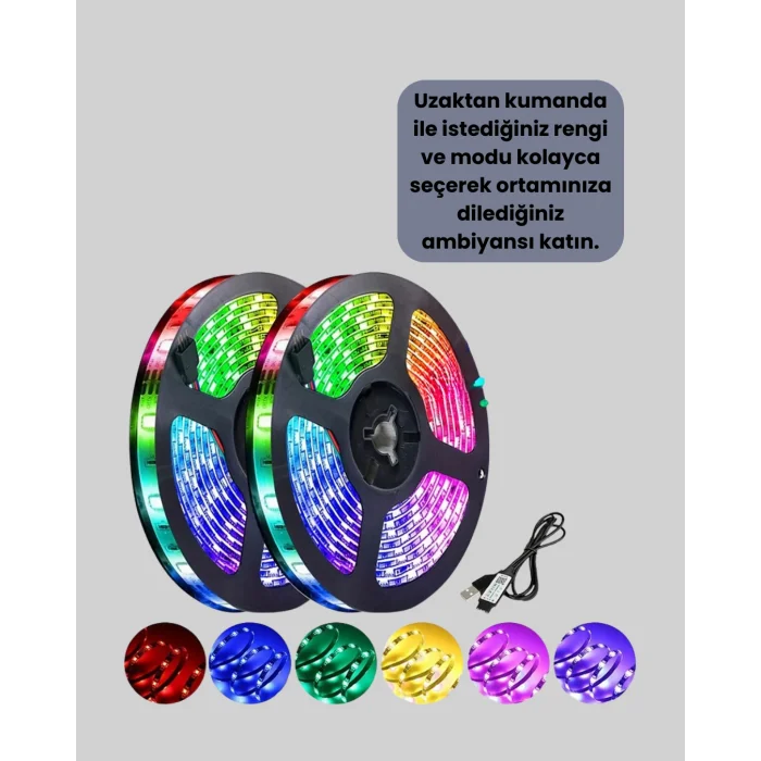 BUĞZ 5 Metre Kumandalı RGB Şerit LED Aydınlatma - Lisinya