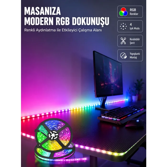 BUĞZ 5 Metre Kumandalı Su Geçirmez Şerit LED