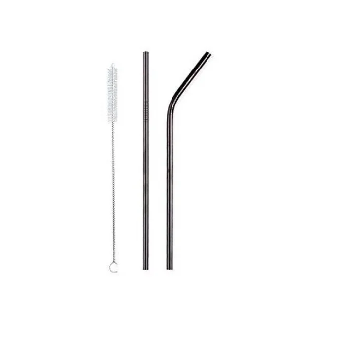 BUĞZ 5 Parça Metal Pipet - Paslanmaz Çevre Dostu Metal Pipet Fırça Seti