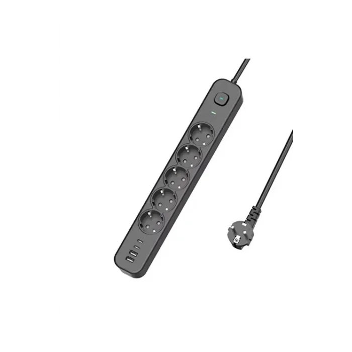 BUĞZ 5 Prizli Akım Korumalı Uzatma Kablosu | 2xusb-a + 2xusb-c | 3680w - 2m Kablo