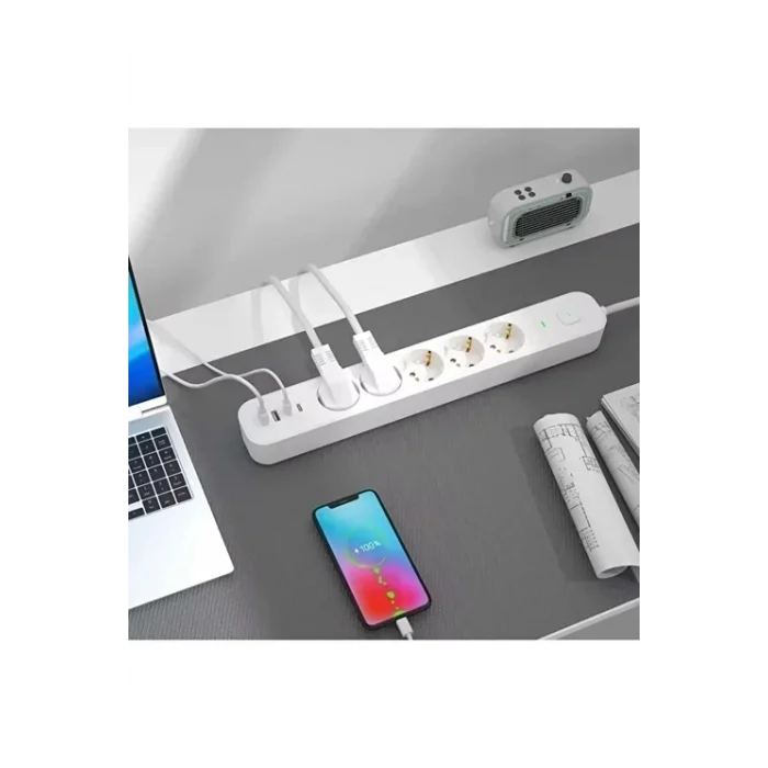 BUĞZ 5 Prizli Akım Korumalı Uzatma Kablosu | 2xusb-a + 2xusb-c | 3680w - 2m Kablo