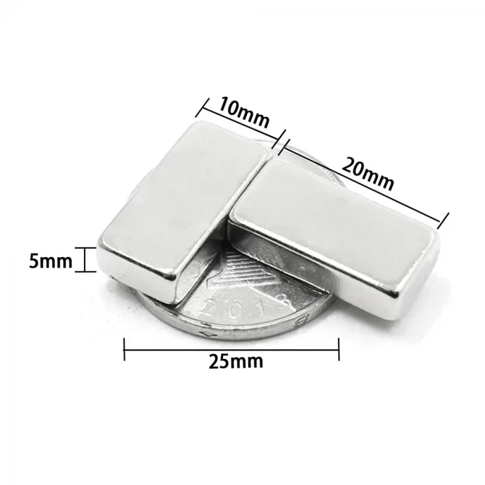 BUĞZ 50 Adet 20x10x5 Mm Neodyum Magnet N35 Güçlü Mıknatıs Köşeli Ve Dayanıklı Nikel Kaplama