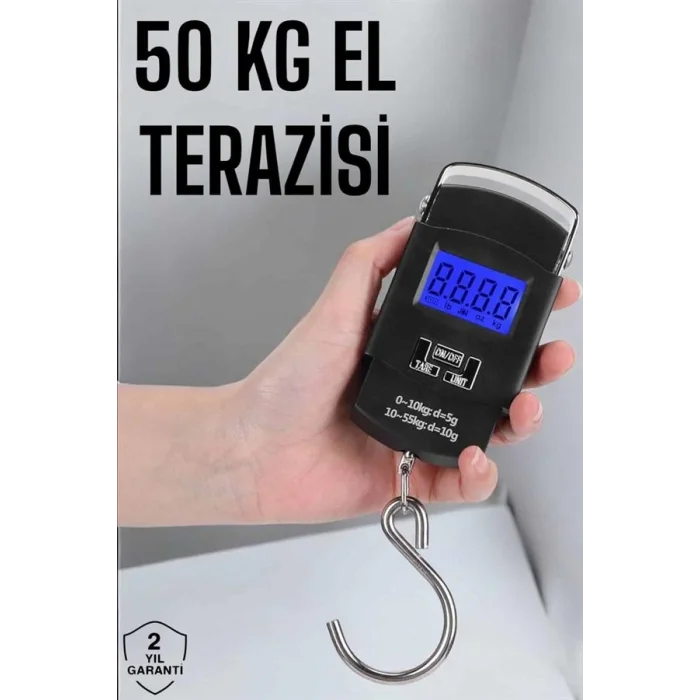 BUĞZ 50 Kg El Kantarı Ağırlık Ölçer Dijital Ekranlı Kancalı Portatif - BUĞZ