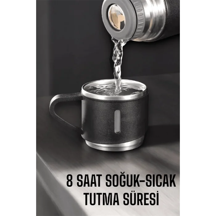 BUĞZ 500 ml Kapasiteli Taşınabilir Basınçlı Termos Seti Günlük Kullanım için İdeal