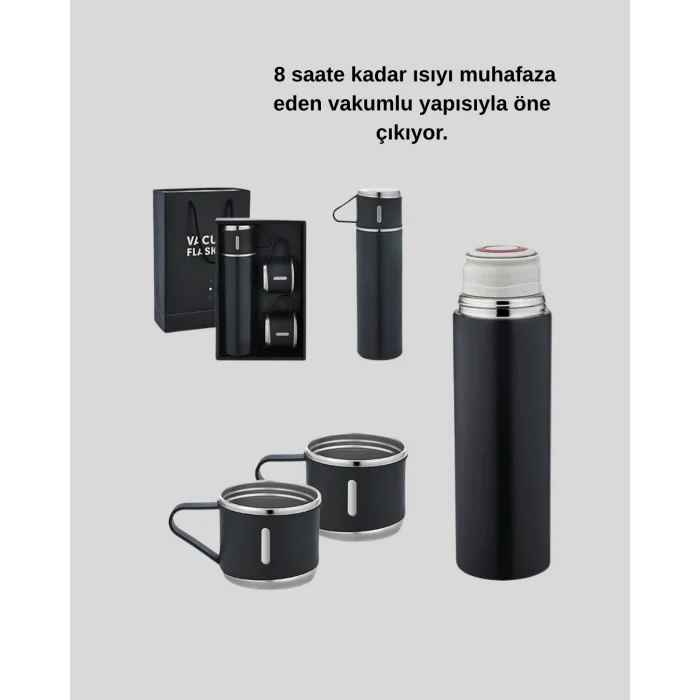 BUĞZ 500 ml Paslanmaz Çelik Termos Seti – Sızdırmaz, Vakumlu, Isı Koruma Özellikli, Taşınabilir Termos