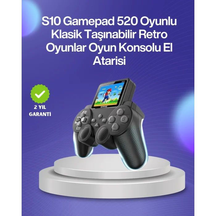 BUĞZ 500 Oyunlu Nostaljik El Tipi Oyun Konsolu, Taşınabilir Şarjlı Cihaz, Renkli Ekran ve TV Destekli