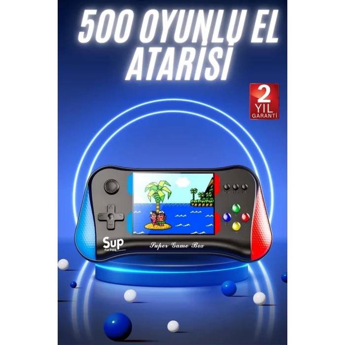  500 Oyunlu Retro Sup Konsolu Taşınabilir Mini Gamepad 3,5 İnç Ekran