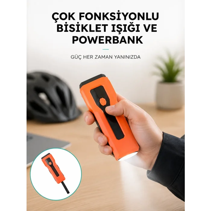 BUĞZ 5000 mAh Bataryalı Bisiklet Farı COB Çakar Çok Fonksiyonlu Yeni Nesil