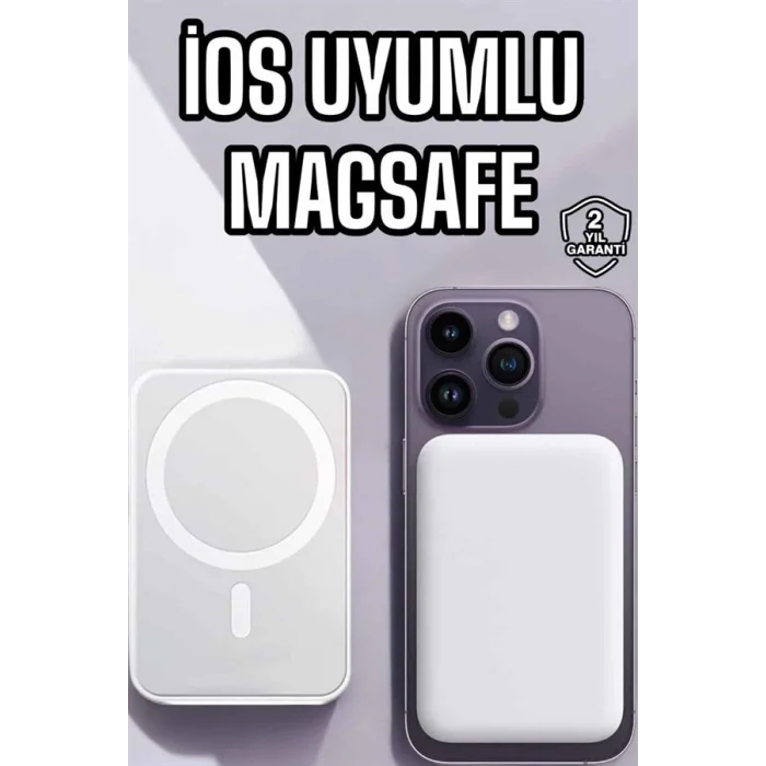 BUĞZ 5000 Mah İOS Uyumlu Magsafe Kablosuz Şarj Hızlı Şarj Desteği
