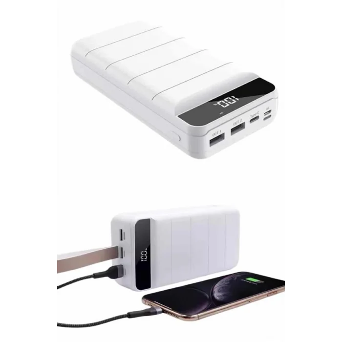 BUĞZ 50.000 Mah Powerbank Turbo Hızlı Led Göstergeli Android İOS Uyumlu Taşınabilir Askılı - Lisinya